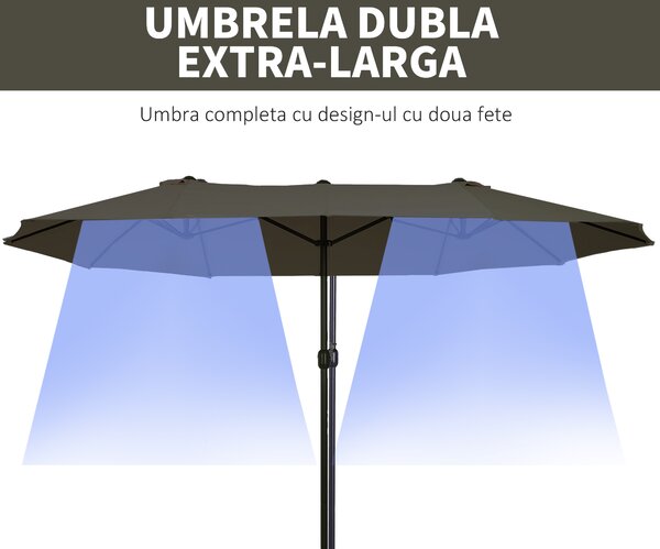Umbrela Dubla Acoperis de Soare Outsunny, Poliester Gri 2.7*4.6*2.4 | Aosom Romania