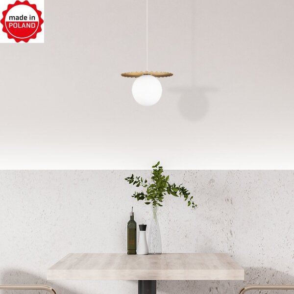 Lustră suspendată pe cablu SUNPLISS, 1xG9/10W/230V, diametru 20 cm, auriu/crem