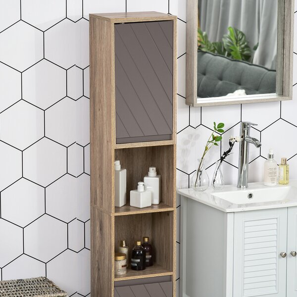 HOMCOM Dulap Baie Rafturi Reglabile Sertare PAL Stejar 30x24x170cm | Aosom Romania