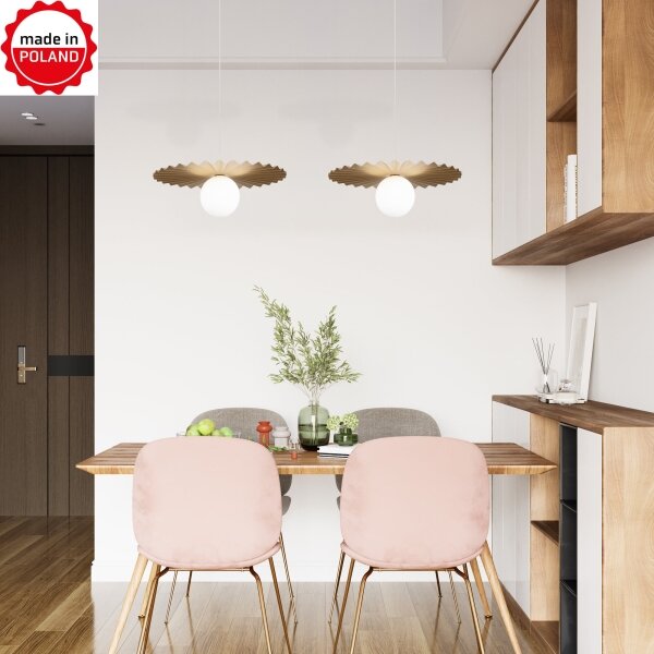 Lustră pe cablu SUNPLISS 1xG9/10W/230V diametru 40 cm auriu/crem