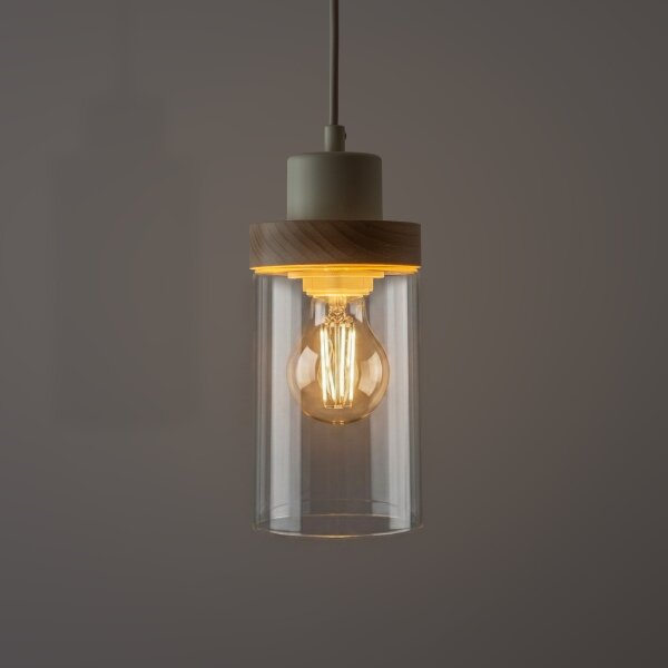 Lustră suspendată pe cablu WOODNEST 1xE27/15W/230V pin/crem