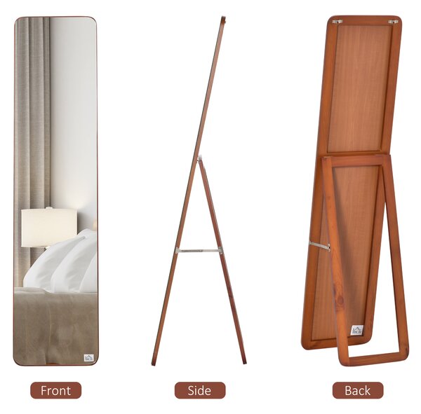 HOMCOM Oglindă de Podea cu Cadru din Lemn, Design Elegant, 43x37x156 cm | Aosom Romania