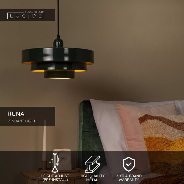 Lucide 21443/35/33 - Pendul pe cablu RUNA 1xE27/40W/230V verde