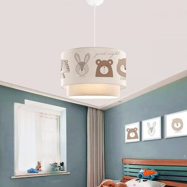 Lustra pentru copii PWL-1096 E27 alb - gri - maro D30x70cm