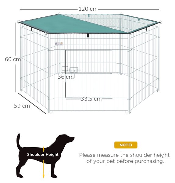 PawHut Țarc Modular Animale Ușă Acces Acoperiș Impermeabil Pliabil, Φ120x60 cm | Aosom Romania