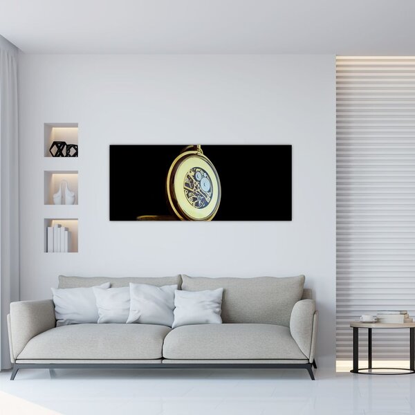 Tablou cu ceas de buzunar de aur (120x50 cm)