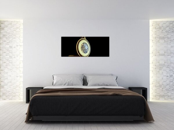 Tablou cu ceas de buzunar de aur (120x50 cm)