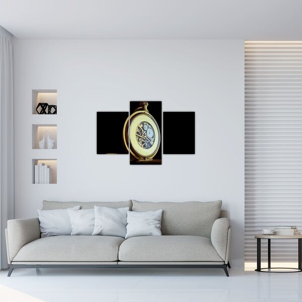 Tablou cu ceas de buzunar de aur (90x60 cm)