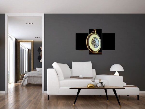 Tablou cu ceas de buzunar de aur (90x60 cm)