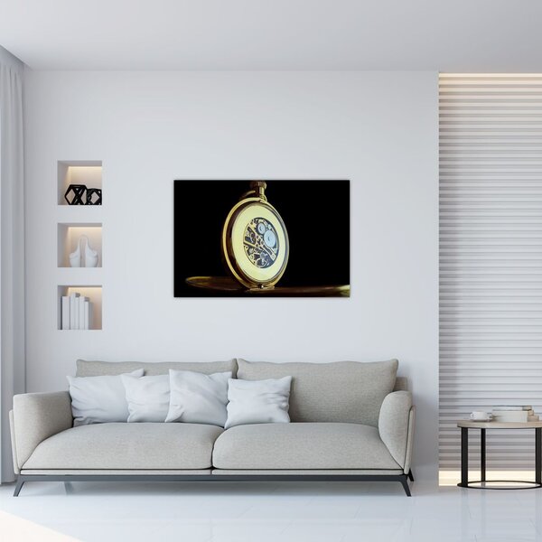 Tablou cu ceas de buzunar de aur (90x60 cm)