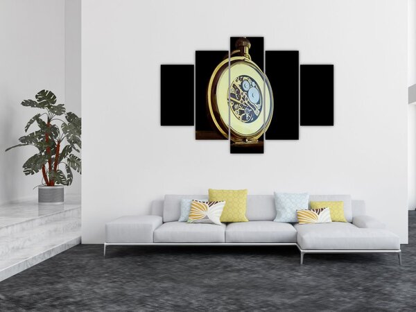 Tablou cu ceas de buzunar de aur (150x105 cm)