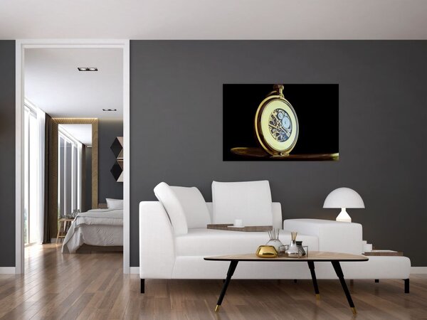 Tablou cu ceas de buzunar de aur (90x60 cm)