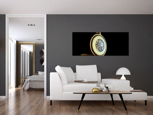 Tablou cu ceas de buzunar de aur (120x50 cm)