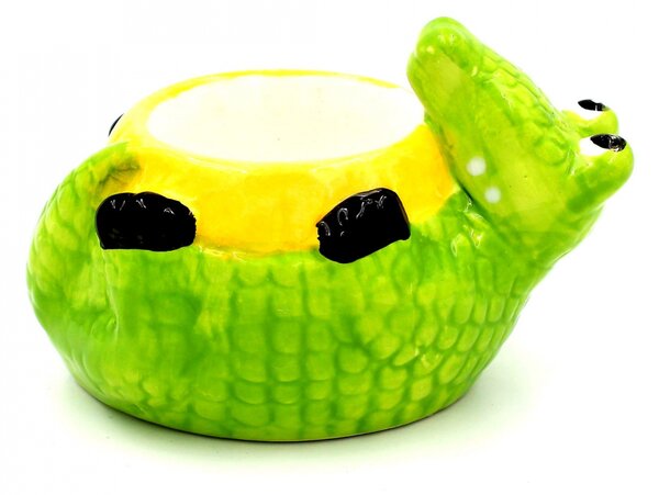 Suport ou din ceramică crocodil verde