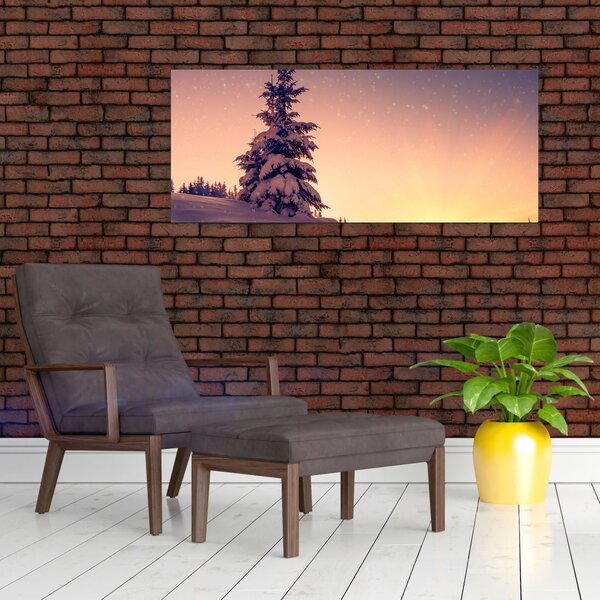 Tablou cu copac înzăpezit pe luncă (120x50 cm)