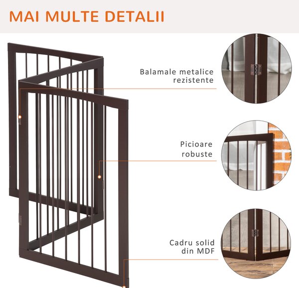 PawHut Poartă de Siguranță Extensibilă pentru Animale, Metal, 160x1.2x76 cm | Aosom Romania