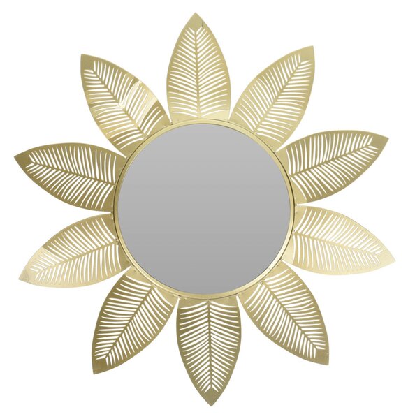 Oglindă de perete, decorativă, ramă cu petale aurii, 55 cm