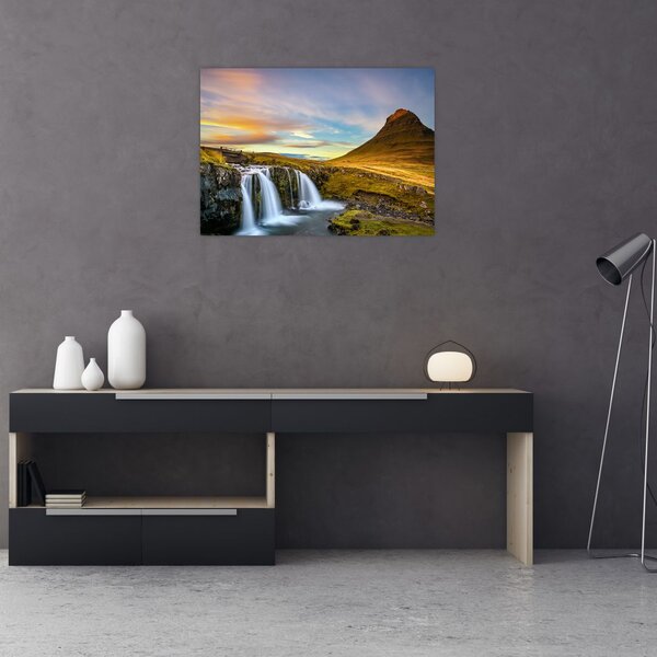 Tablou cu munții și cascade pe Islanda (70x50 cm)