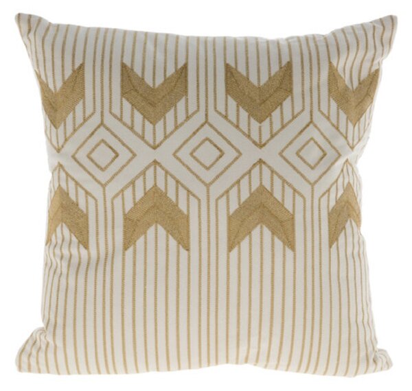 Pernă decorativă, alb-auriu, 45 cm – rafinament și stil