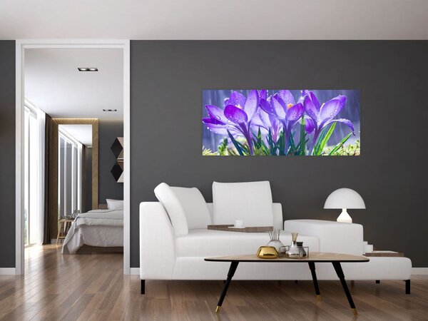 Tablou cuflori în ploaie (120x50 cm)