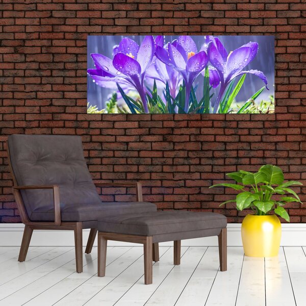 Tablou cuflori în ploaie (120x50 cm)
