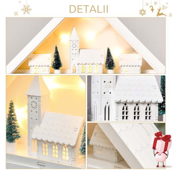 Calendar de Advent, Calendar din Lemn cu 24 sertare, decoratiune de craciun cu lumini HOMCOM | Aosom Romania