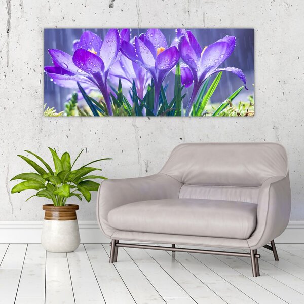 Tablou cuflori în ploaie (120x50 cm)