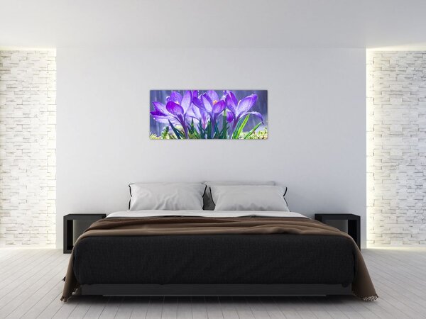 Tablou cuflori în ploaie (120x50 cm)