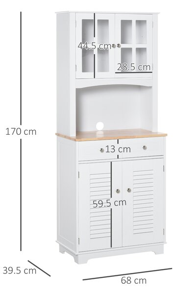 HOMCOM Dulap de Bucătărie Compact, Design Modern, Spațiu de Stocare, 68x39.5x170 cm, Alb | Aosom Romania