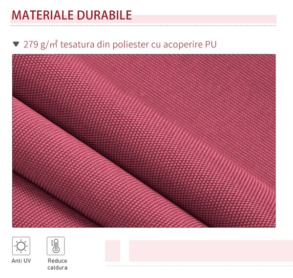 Outsunny Copertină Retractabilă Manuală pentru Grădină, Protecție Solară, Cadru Metal și Aluminiu, 4x2.5m, Roșu Închis | Aosom Romania