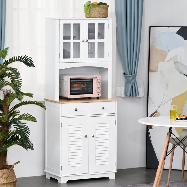 HOMCOM Dulap de Bucătărie Compact, Design Modern, Spațiu de Stocare, 68x39.5x170 cm, Alb | Aosom Romania