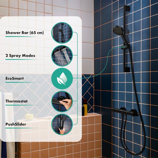 Hansgrohe Activera Select S set de duș perete cu termostat negru 28876670