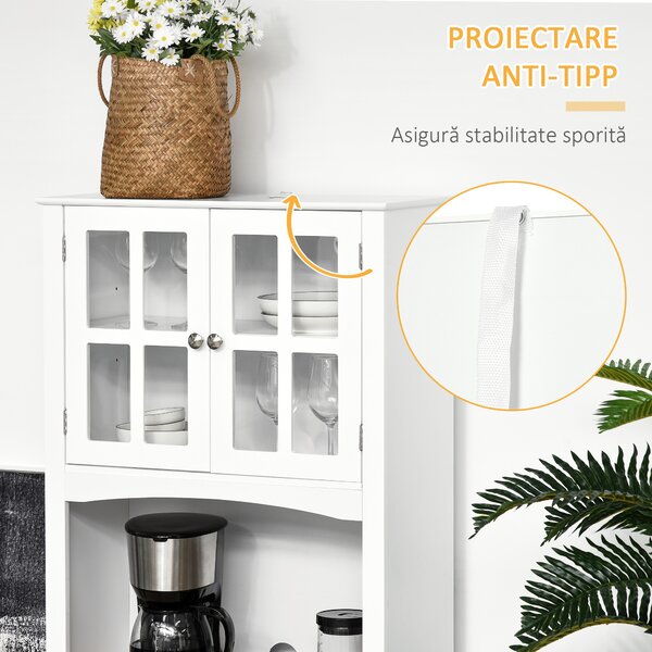 HOMCOM Dulap de Bucătărie Compact, Design Modern, Spațiu de Stocare, 68x39.5x170 cm, Alb | Aosom Romania
