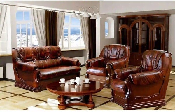 Set canapea cu fotolii PARMA 311 pachet special din piele naturala