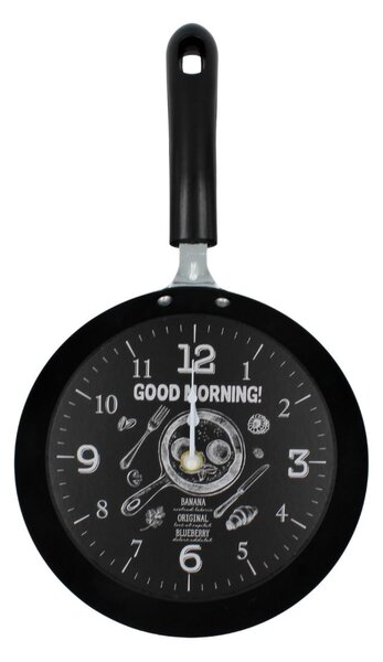 Ceas perete tigaie neagră Good morning