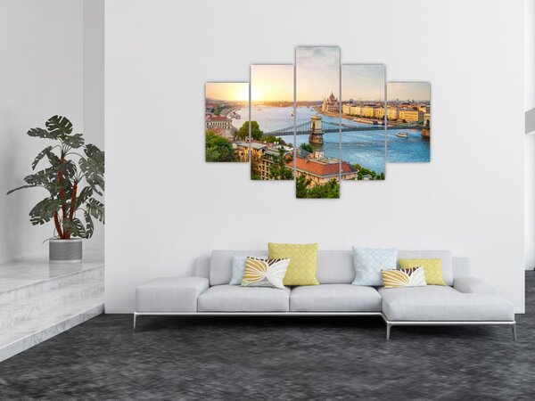 Tablou cu orașul Budapesta și râu (150x105 cm)