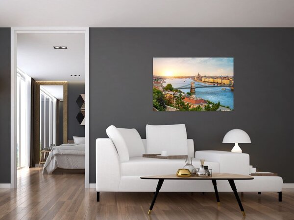 Tablou cu orașul Budapesta și râu (90x60 cm)