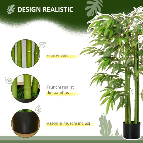 HOMCOM planta artificiala bambus in ghiveci, 140 cm | Aosom Romania