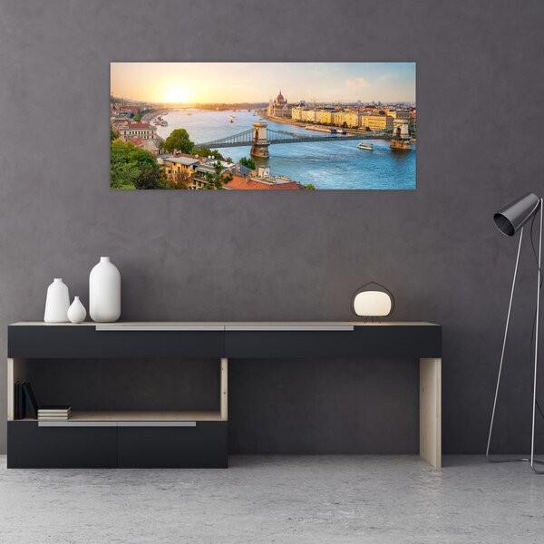 Tablou cu orașul Budapesta și râu (120x50 cm)