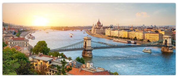 Tablou cu orașul Budapesta și râu (120x50 cm)