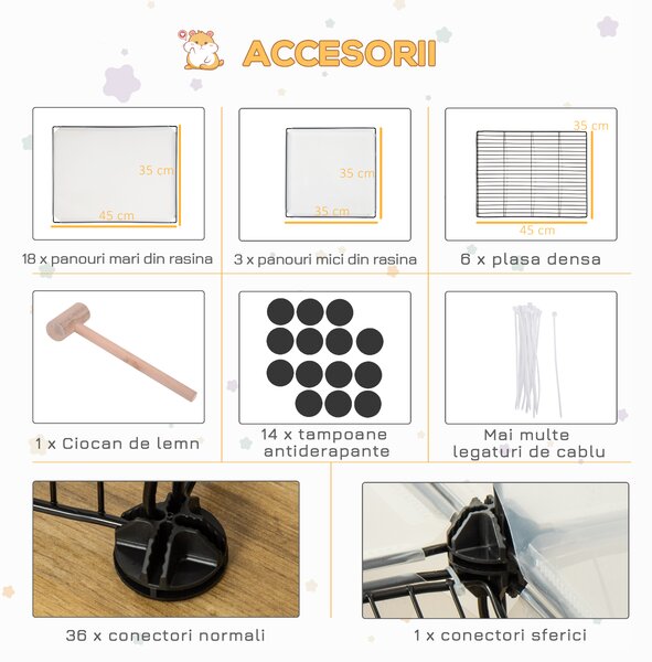 Cusca metalica modulara, 27 panouri, Otel, PP, negru 140x70x90cm PawHut | Aosom Romania