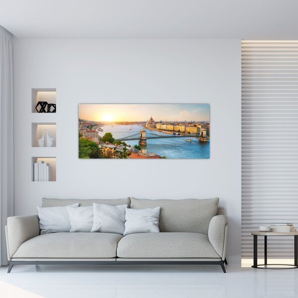 Tablou cu orașul Budapesta și râu (120x50 cm)