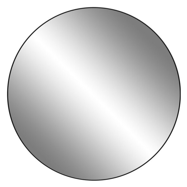 Oglindă de perete, ramă metalică rotundă, culoarea neagră, 75 cm