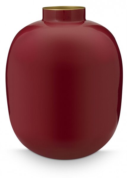 Vază decorativă ovală, metalică, Pip Studio, 32cm, Dark Red