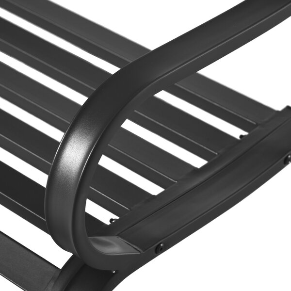 Outsunny Banca de gradina scaun de gradina din metal 2 locuri impermeabila neagra 127 x 62 x 82cm