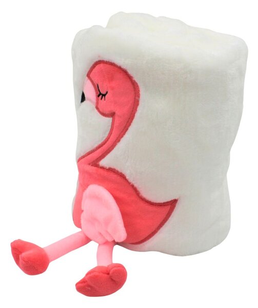 Păturică de pluș cu personaj flamingo