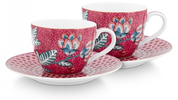 Set 2 cești cu farfurioare, Pip Studio, colecția Flower Festival, 280ml