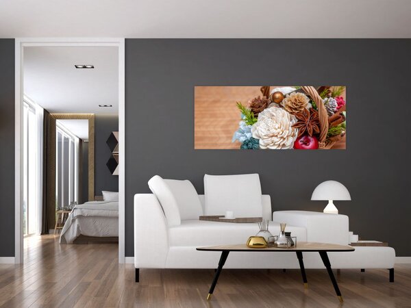 Tablou cu coș din nuiele (120x50 cm)