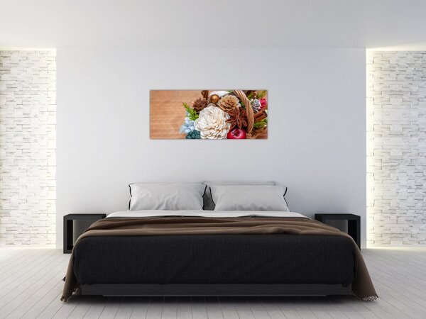 Tablou cu coș din nuiele (120x50 cm)