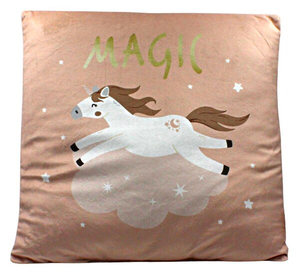 Pernuță unicorn, culoarea roz, 40x40 cm